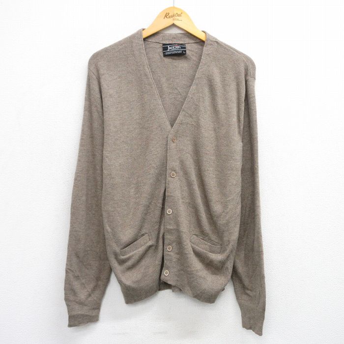 L★古着 ジャンセン 長袖 ニット カーディガン メンズ 80年代 80s USA製 茶 ブラウン 25oct03 中古 トップス