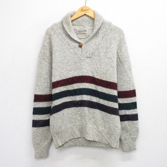 90s 長袖セーター ショールカラー グレー M | 古着
