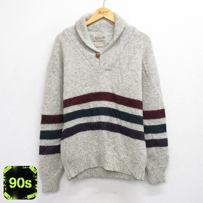 90s 長袖セーター ショールカラー グレー M | 古着