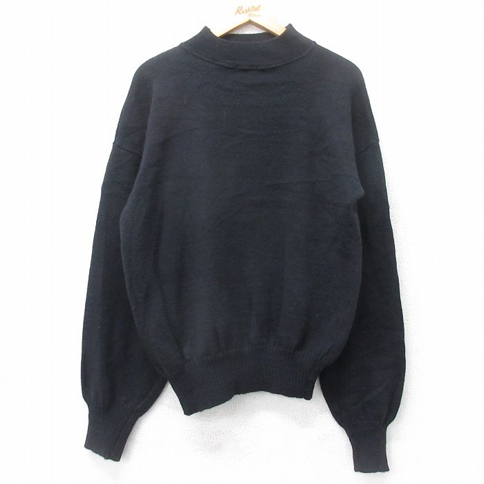 M★古着 長袖 ビンテージ セーター メンズ 70年代 70s ミリタリー ウール モックネック ハイネック USA製 黒 ブラック 【spe】 25oct04 中古 ニット トップス
