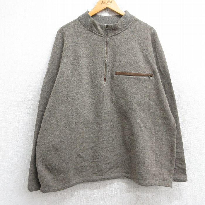 XL★古着 カベラス 長袖 ハーフジップ セーター メンズ 無地 ラグラン ベージュ カーキ 25oct04 中古 ニット トップス
