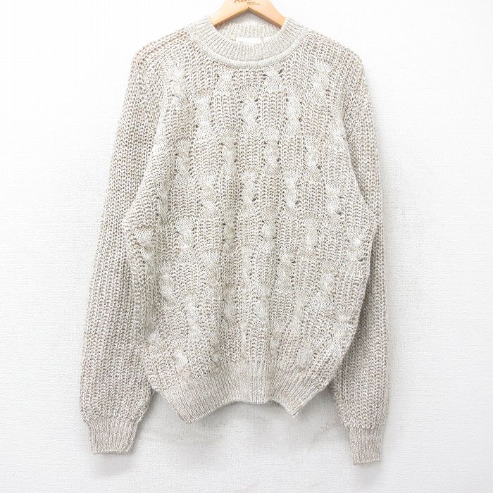 L★古着 長袖 セーター メンズ モックネック ハイネック ベージュ他 カーキ 25oct04 中古 ニット トップス