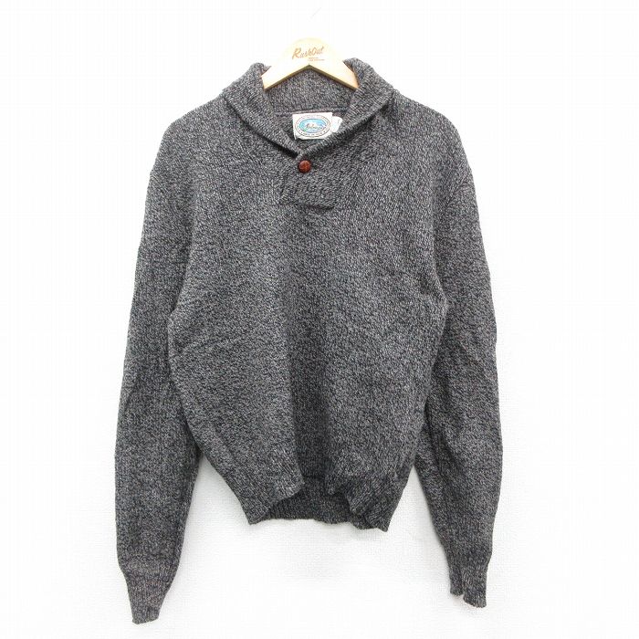 M★古着 長袖 セーター メンズ 90年代 90s 無地 ウール ショールカラー USA製 グレー他 25oct06 中古 ニット トップス