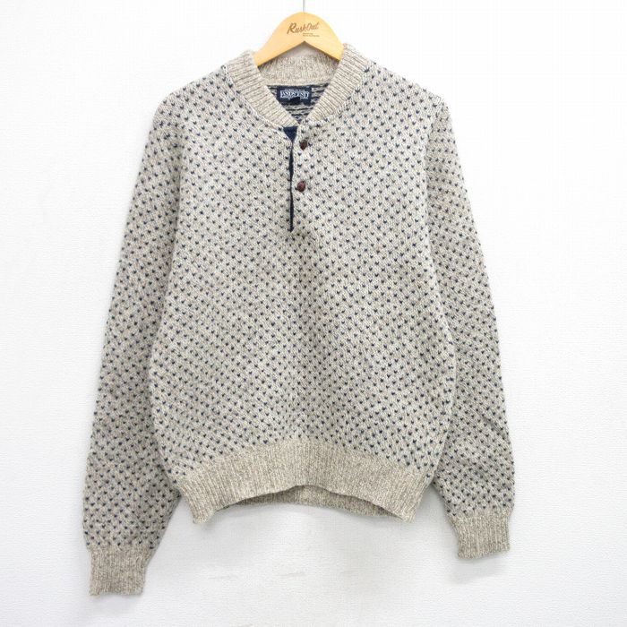 【50%OFF】ランズエンド 90s 長袖セーター バーズアイ グレー M | 古着