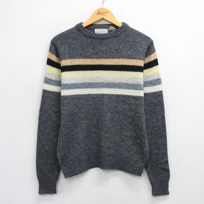 S★古着 長袖 セーター メンズ 90年代 90s ウール クルーネック グレー他 25oct07 中古 ニット トップス
