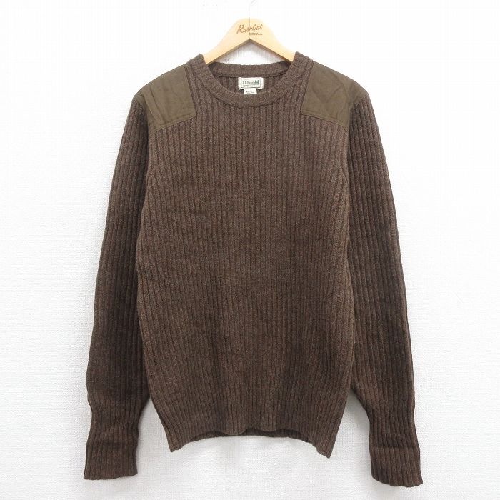 L★古着 エルエルビーン LLBEAN 長袖 コマンド セーター メンズ 00年代 00s メリノラムウール クルーネック こげ茶 ブラウン 25oct08 中古 ニット トップス