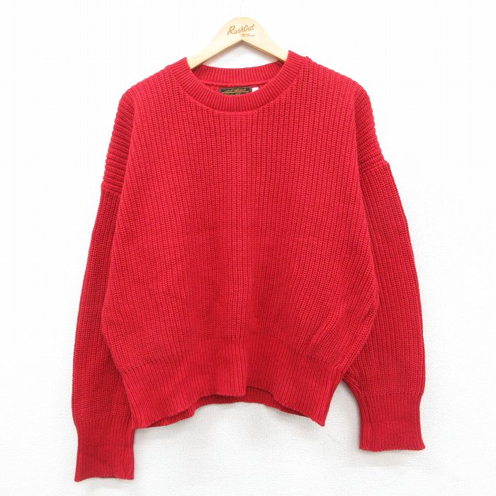 XL★古着 エディーバウアー 長袖 セーター メンズ 90年代 90s コットン クルーネック USA製 赤 レッド 【spe】 25oct09 中古 ニット トップス