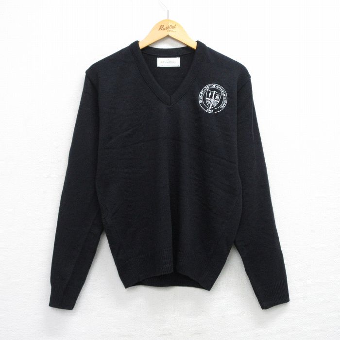 M★古着 長袖 セーター メンズ 80年代 80s ST MARGARET アクリル Vネック 黒 ブラック 25oct10 中古 ニット トップス