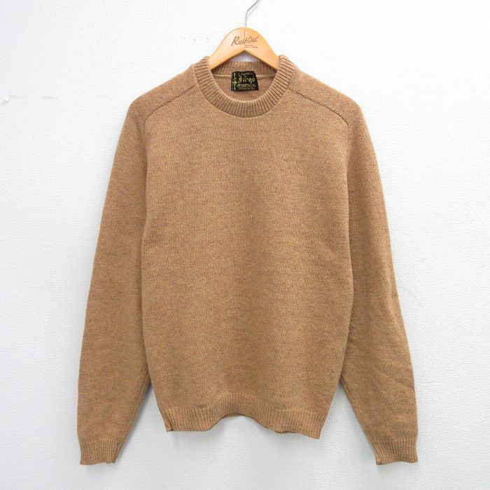 M★古着 長袖 セーター メンズ 80年代 80s ラムウール ウール 茶系 ブラウン 25oct10 中古 ニット トップス