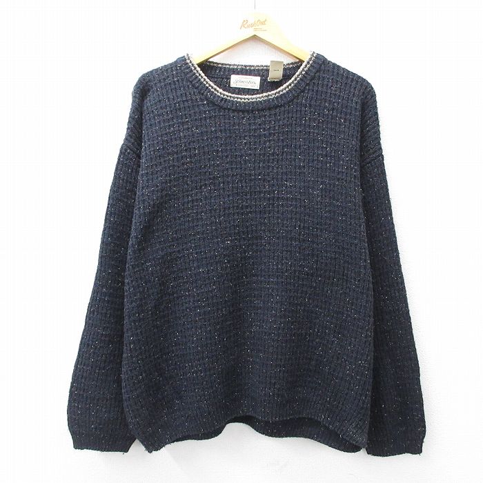 XL★古着 セントジョンズベイ 長袖 セーター メンズ 00年代 00s クルーネック 黒他 ブラック 25oct11 中古 ニット トップス