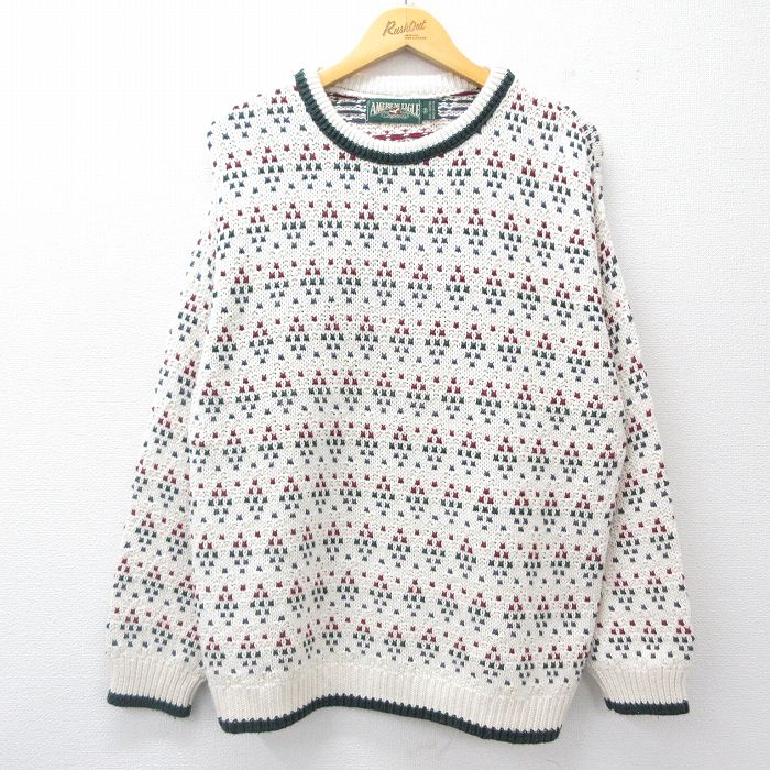 【50%OFF】アメリカンイーグル 90s 長袖セーター 生成り ベージュ L | 古着