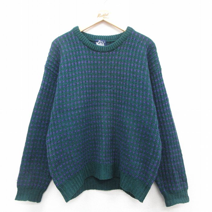 ウールリッチ 90s 長袖セーター バーズアイ グリーン L | 古着