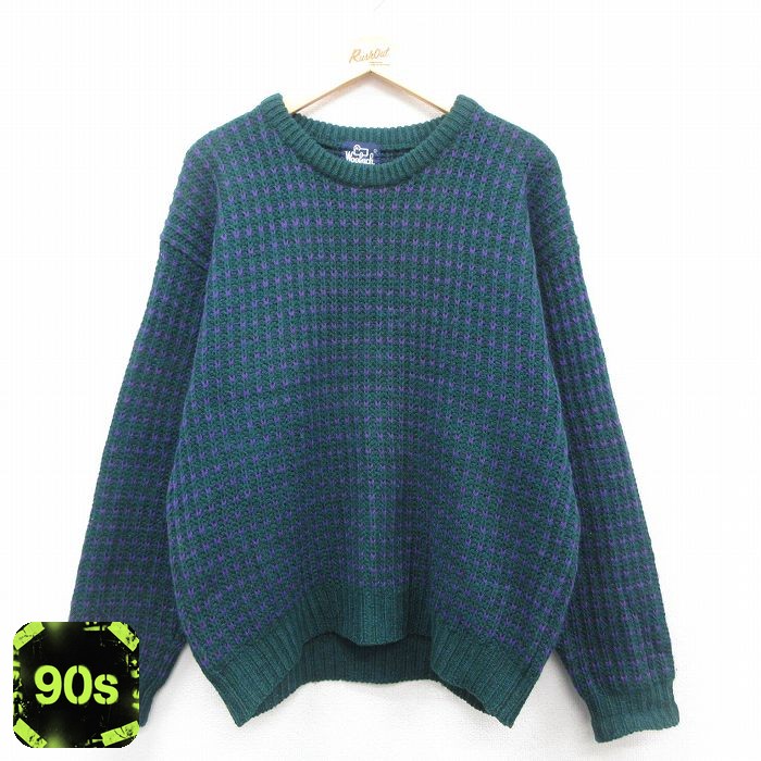 ウールリッチ 90s 長袖セーター バーズアイ グリーン L | 古着