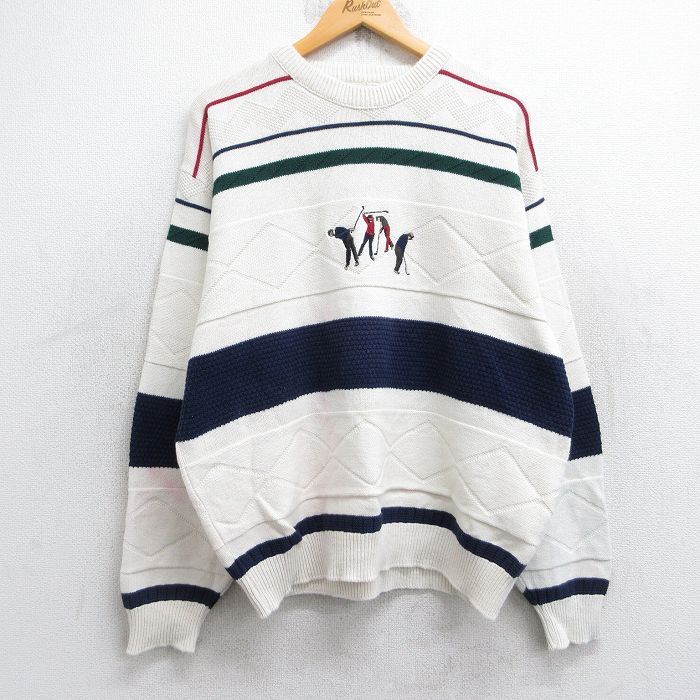 ラルフローレン 90s セーター 刺繍 生成り ベージュ XL | 古着
