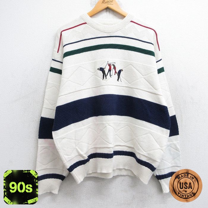 ラルフローレン 90s セーター 刺繍 生成り ベージュ XL | 古着