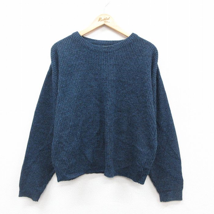L★古着 ルティグレ 長袖 セーター メンズ 90年代 90s アクリル クルーネック USA製 紺 ネイビー 霜降り 25oct20 中古 ニット トップス