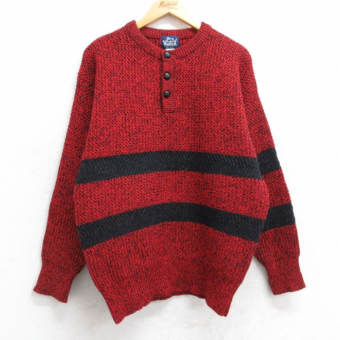 ウールリッチ 90s 長袖セーター ヘンリーネック レッド M | 古着