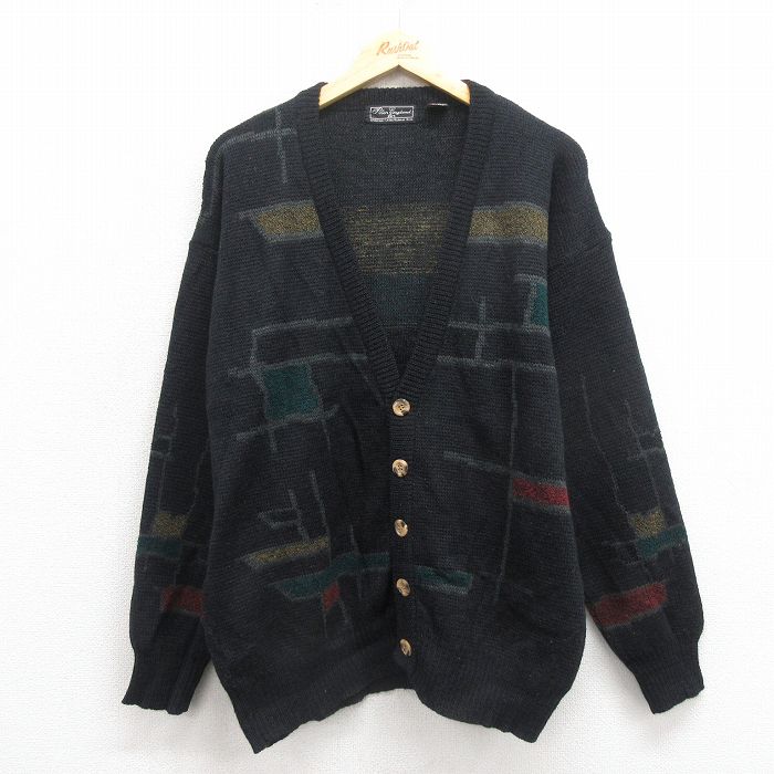 L★古着 長袖 ニット カーディナル メンズ 90年代 90s 黒 ブラック 25oct25 中古 トップス