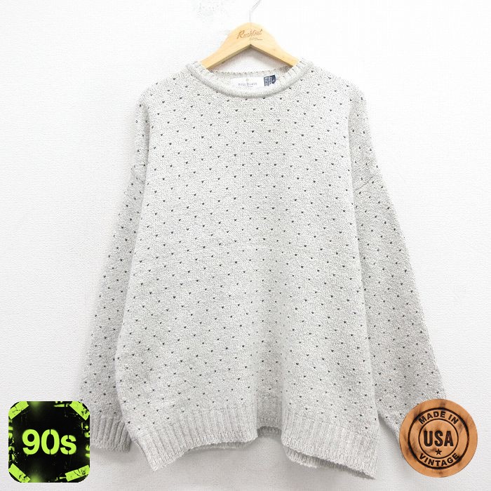 【50%OFF】90s 長袖セーター 手織り グレー XL | 古着