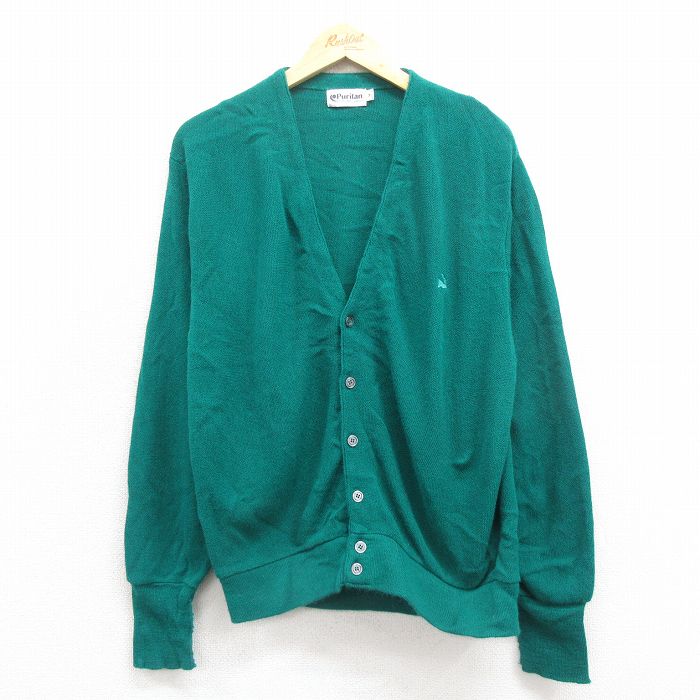 【50%OFF】ピューリタン 90s 長袖カーディガン グリーン L | 古着