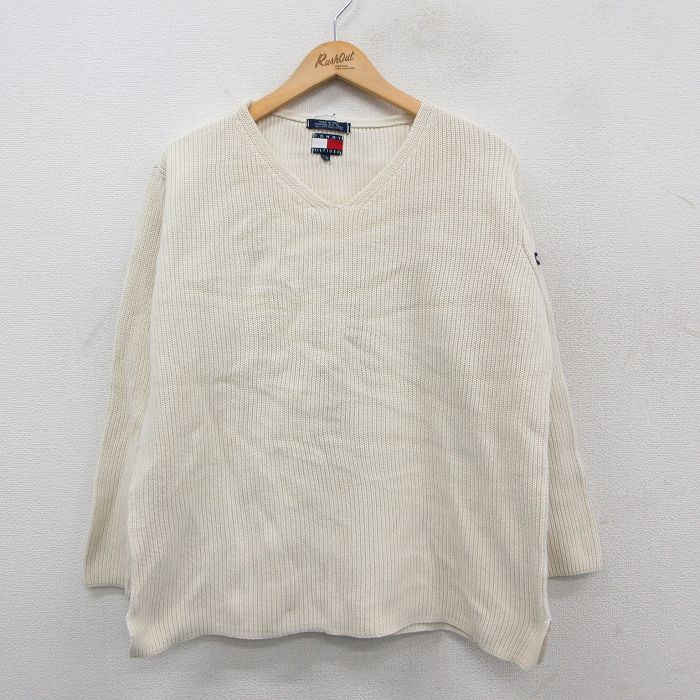 【50%OFF】トミーヒルフィガー 90s 長袖セーター ニット 生成り ベージュ L | 古着