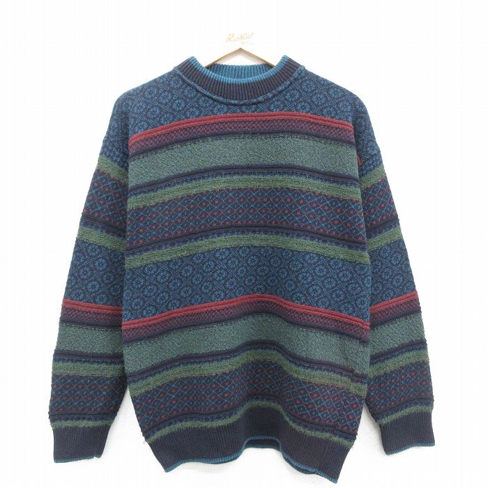 【50%OFF】90s 長袖セーター ネイビー M | 古着