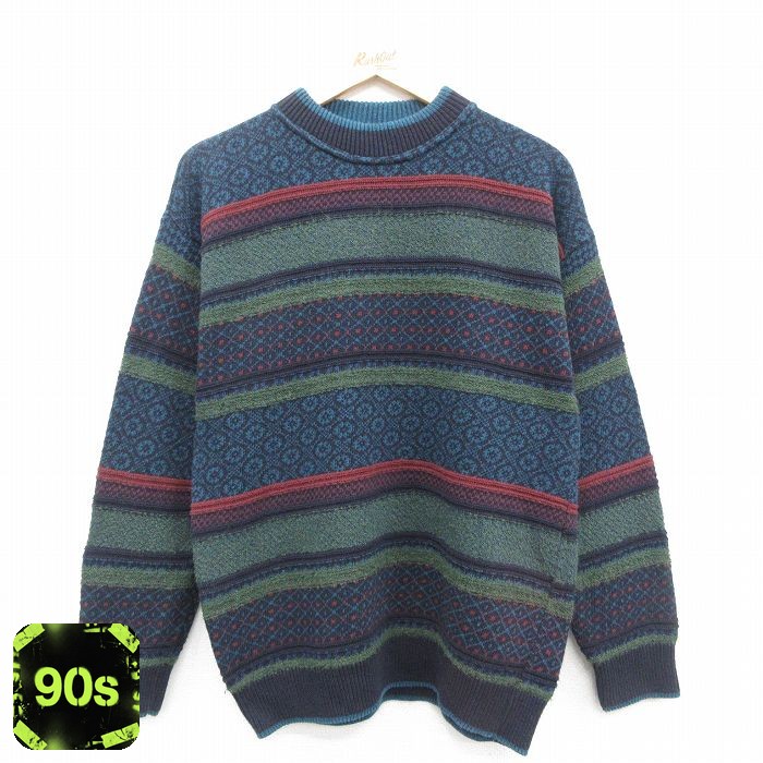 【50%OFF】90s 長袖セーター ネイビー M | 古着