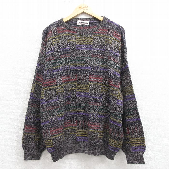 L★古着 長袖 セーター メンズ 90年代 90s クルーネック イタリア製 グレー系他 25nov01 中古 ニット トップス