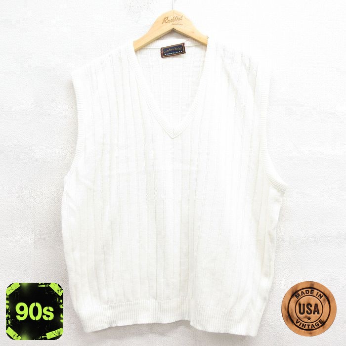 ニット ベスト 90s ホワイト XL | 古着