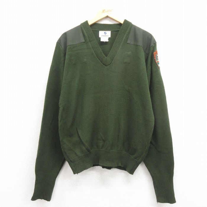 M★古着 長袖 セーター メンズ 90年代 90s ナショナルパーク アクリル Vネック USA製 緑 グリーン 25nov01 中古 ニット トップス
