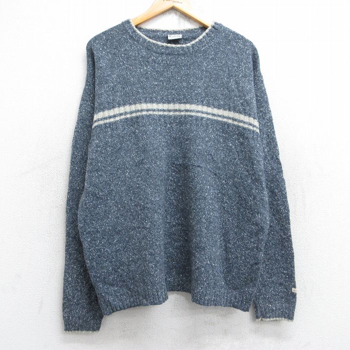 L★古着 コロンビア COLUMBIA 長袖 セーター メンズ 00年代 00s クルーネック グレー 霜降り他 25nov04 中古 ニット トップス
