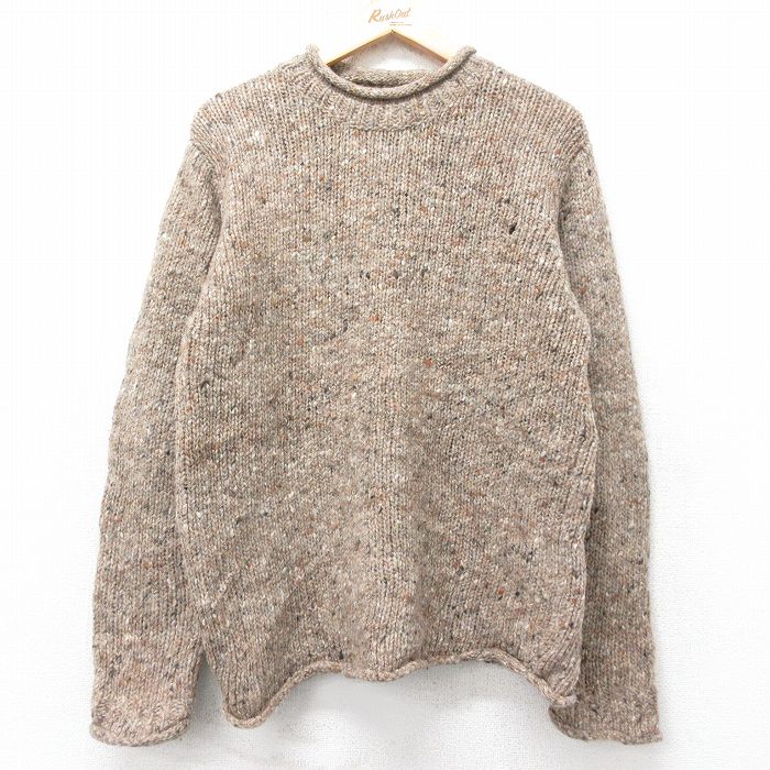 M★古着 長袖 アラン セーター メンズ ウール ロールネック 茶他 ブラウン 【spe】 25nov05 中古 ニット トップス