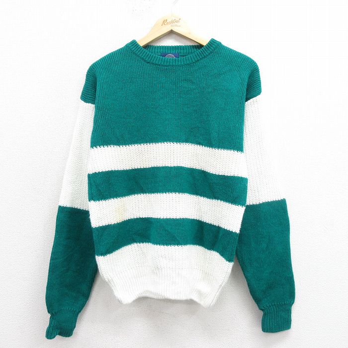 S★古着 ギャップ GAP 長袖 セーター メンズ 90年代 90s クルーネック 青緑 25nov11
