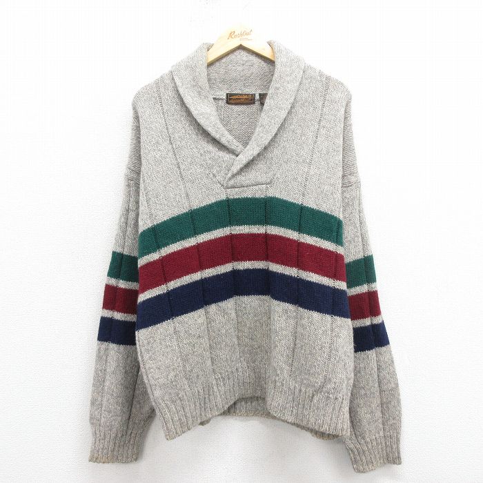 エディーバウアー 90s 長袖セーター ショールカラー グレー XL | 古着