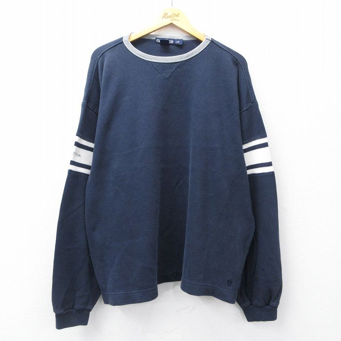 XL★古着 ノーティカ 長袖 ブランド セーター メンズ 90年代 90s 大きいサイズ コットン クルーネック 濃紺他 25nov11