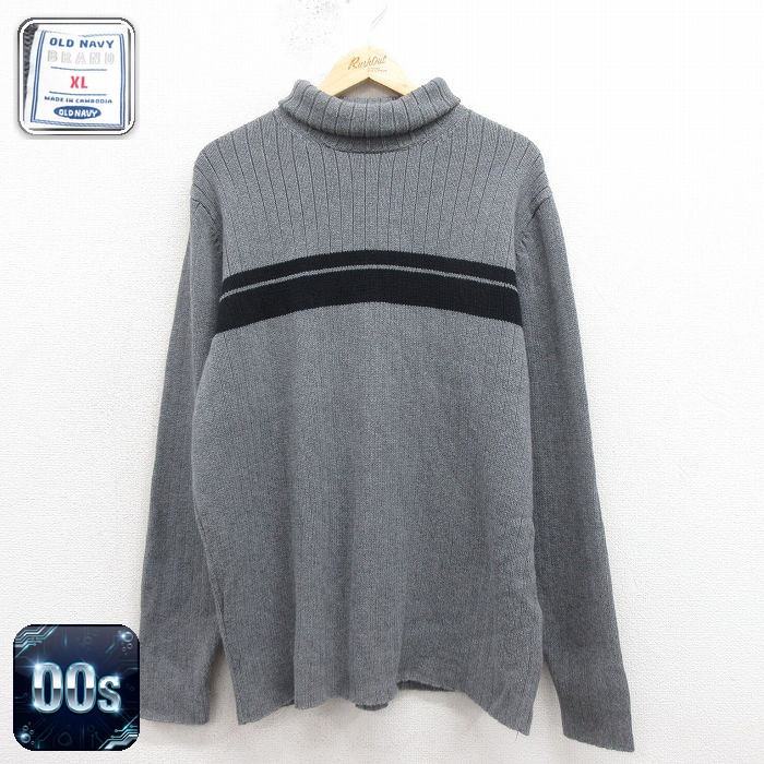 オールドネイビー 00s 長袖セーター タートルネック グレー XL | 古着