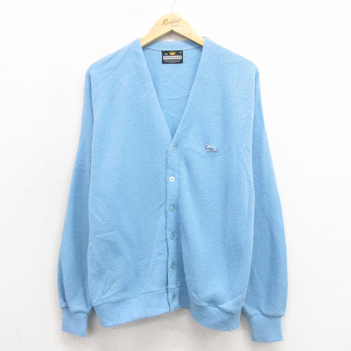 80s 長袖カーディガン ライトブルー L | 古着