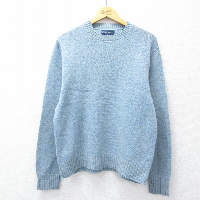 【20%OFF】M★古着 長袖 セーター メンズ 90年代 90s クルーネック USA製 薄紺 25nov13