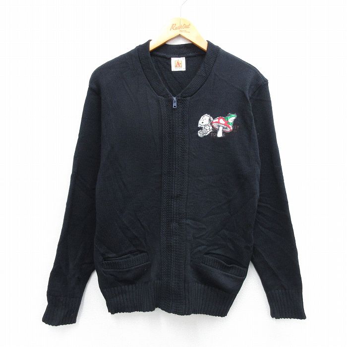 フルジップニットカーディガン スヌーピー ネイビー M | 古着
