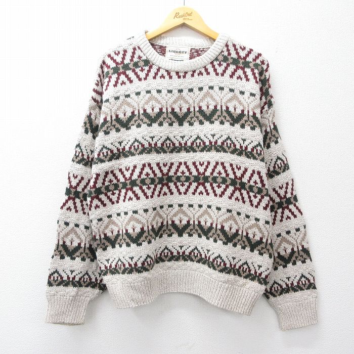 リバティ 90s 長袖セーター フェアアイル ベージュ XL | 古着