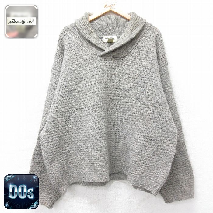 【50%OFF】エディーバウアー 00s ショールカラーセーター グレー XL | 古着