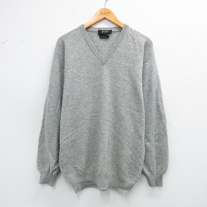 90s 長袖セーター ワンポイントロゴ グレー M | 古着
