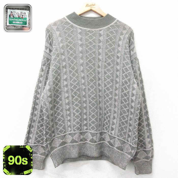 90s 長袖セーター モックネック グレー L | 古着