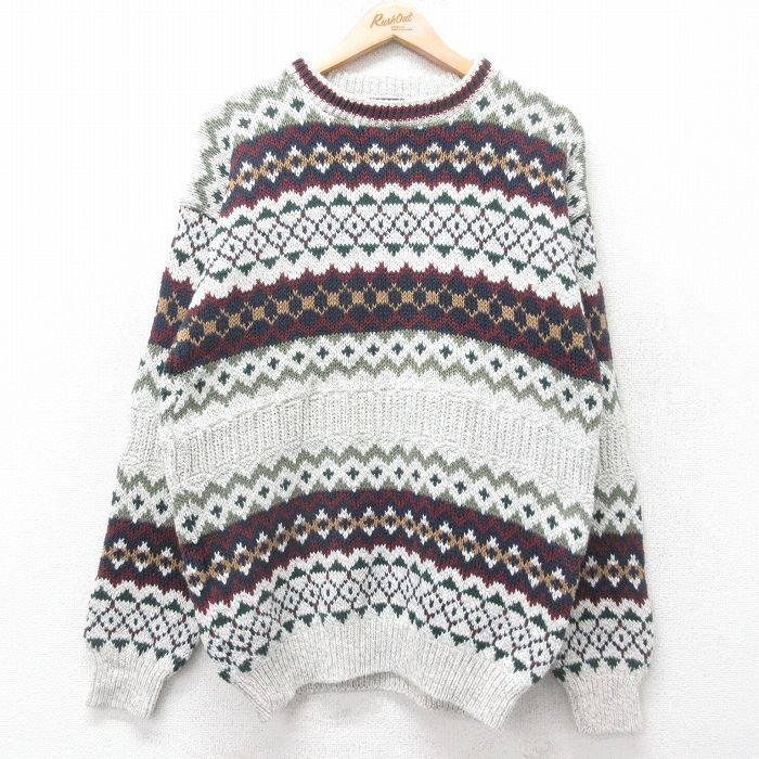 90s 長袖セーター フェアアイル グレー M | 古着