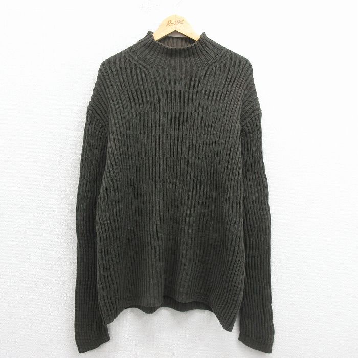 L★古着 ギャップ GAP 長袖 セーター メンズ 00年代 00s コットン モックネック ハイネック 緑 25dec01