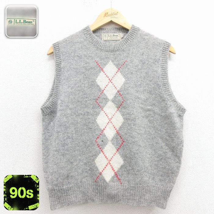 エルエルビーン 90s ニットベスト アーガイル グレー M | 古着