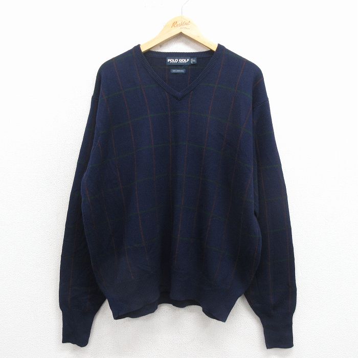 ラルフローレン 90s 長袖セーター ネイビー XL | 古着
