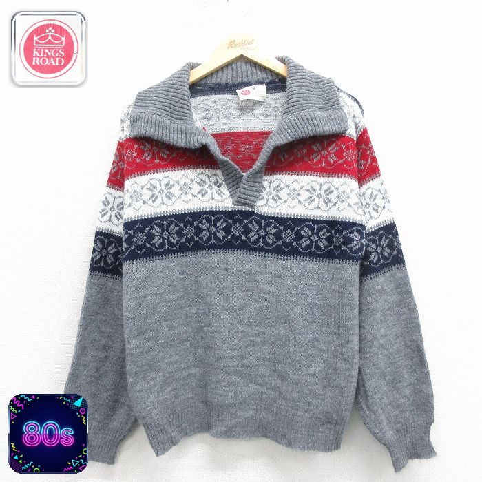シアーズ 80s 長袖セーター 雪柄 グレー M | 古着