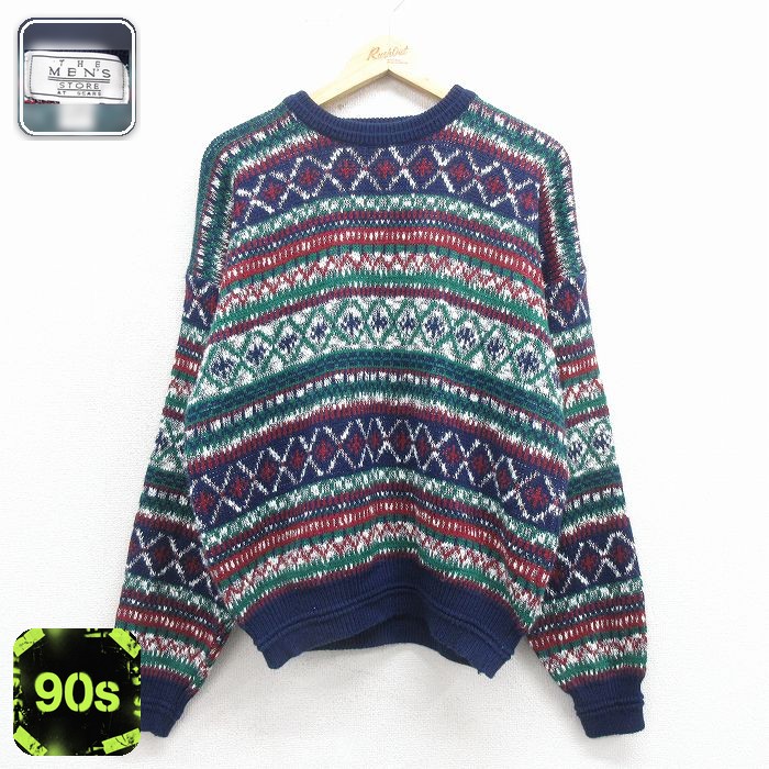 シアーズ 90s 長袖セーター フェアアイル ネイビー L | 古着