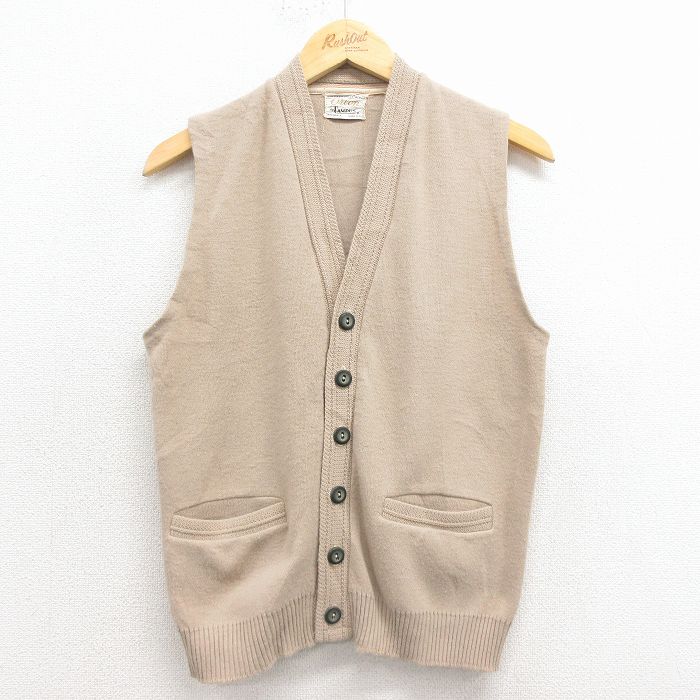 S★古着 キャンパス ビンテージ ニット ベスト メンズ 60年代 60s ベージュ【spe】 25dec02